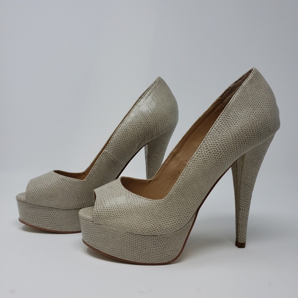 Colin Stuart Snake Skin Peep Toe Platform - Picture 10 of 11